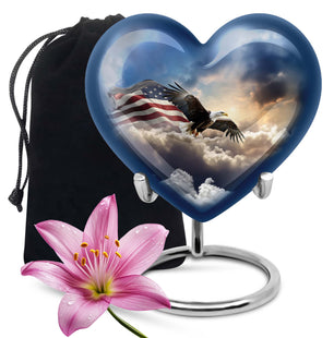 Heart Shape Eagle Urn Large 10 Inch