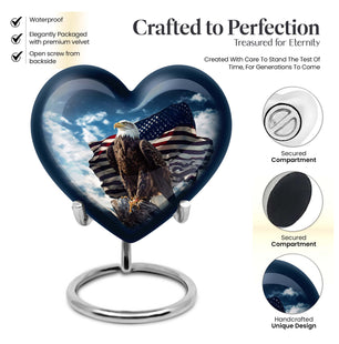 Heart Shape Eagle Urn Keepsake 3 Inch