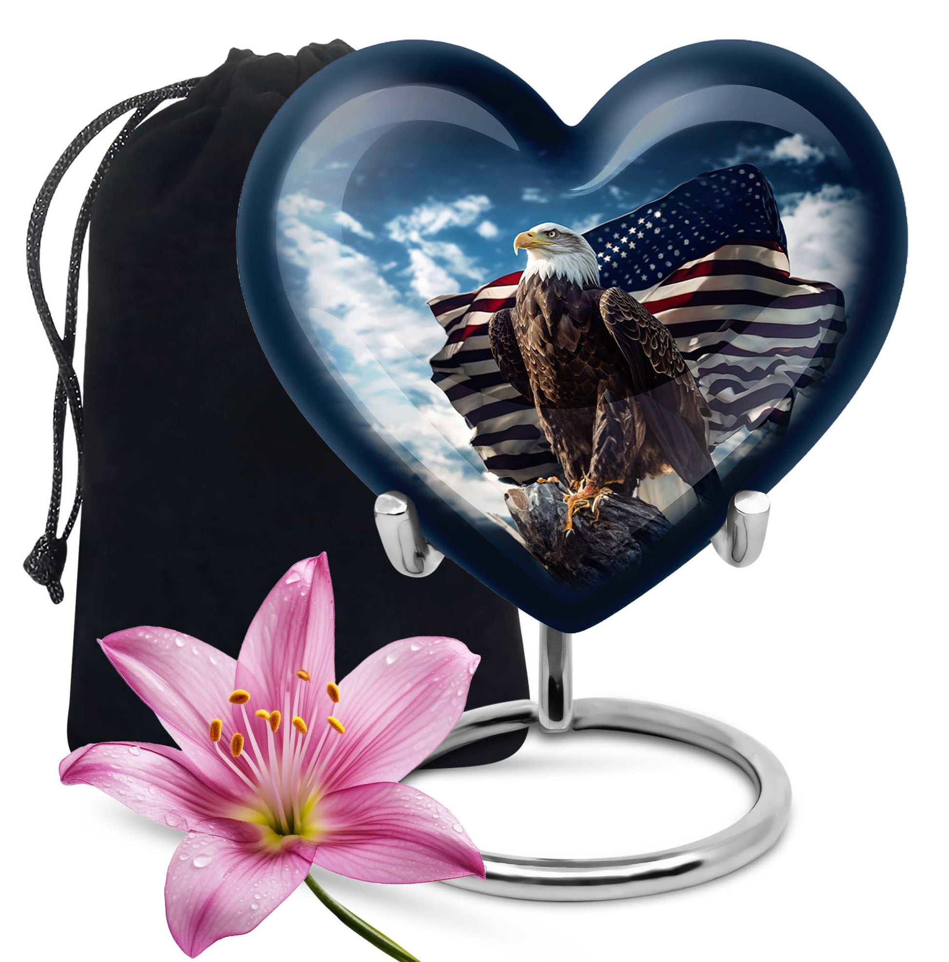 Heart Shape Eagle Urn Large 10 Inch
