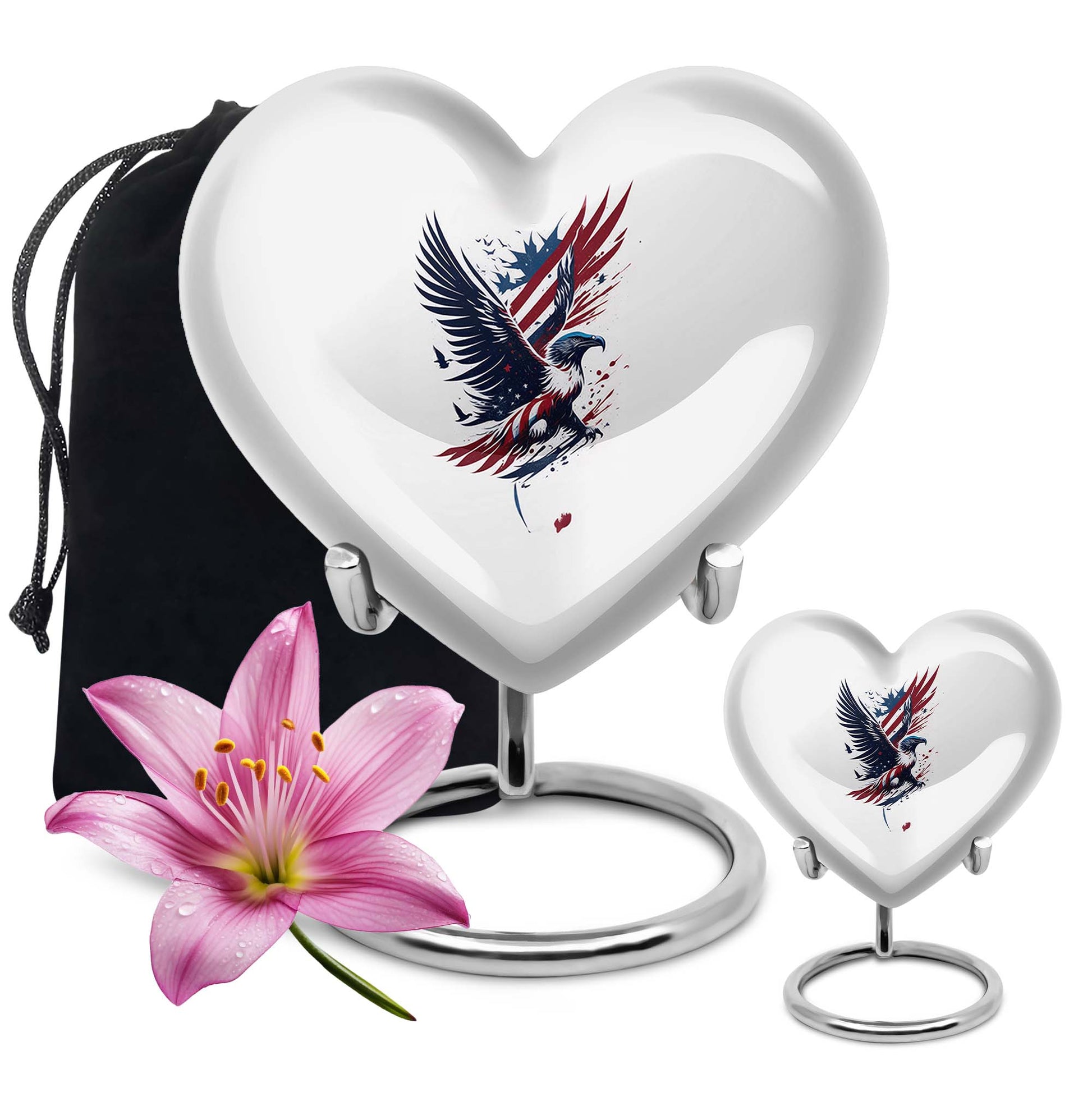 Heart Shape Eagle Urn Large Urn With 1 Keepsake Urn