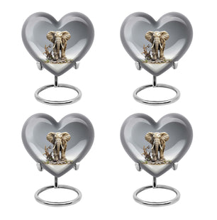 Heart Shape Elephant Urn Keepsake Urn Pack of 4