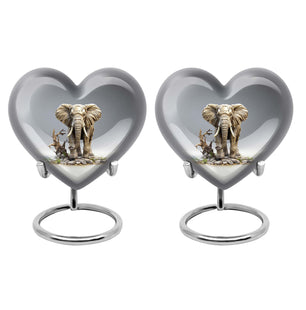 Heart Shape Elephant Urn Keepsake Urn Pack of 2