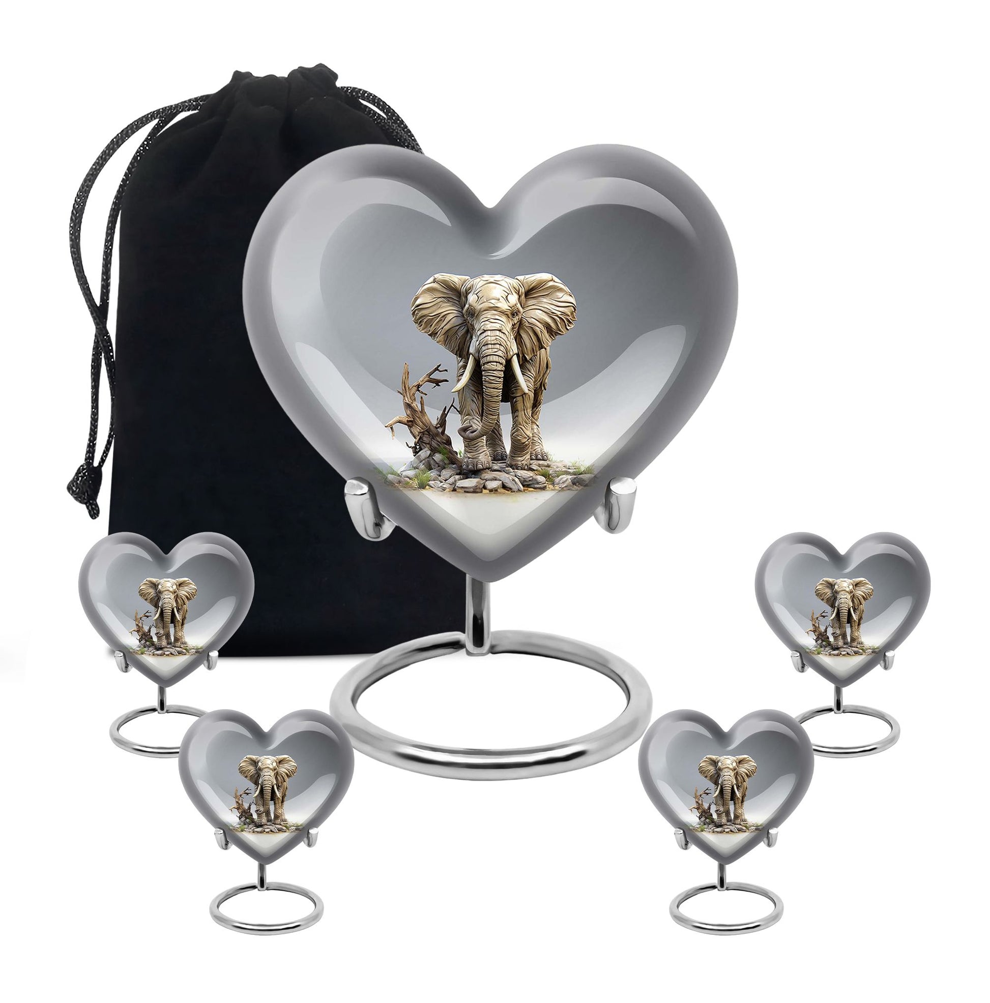 Heart Shape Elephant Urn Large Urn With 4 Keepsake Urn