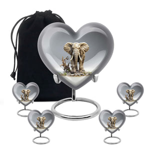 Heart Shape Elephant Urn Large Urn With 4 Keepsake Urn