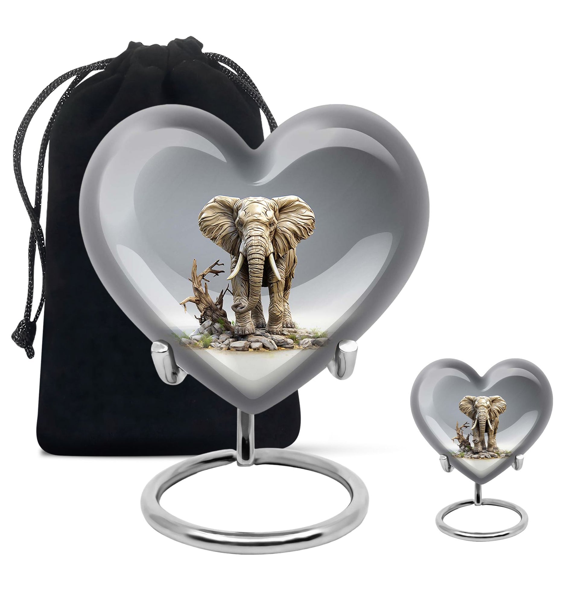 Heart Shape Elephant Urn Large Urn With 1 Keepsake Urn