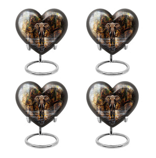 Heart Shape Elephant Urn Keepsake Urn Pack of 4