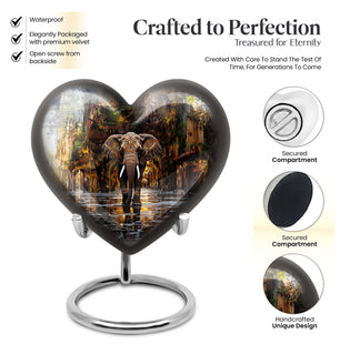 Heart Shape Elephant Urn Keepsake 3 Inch