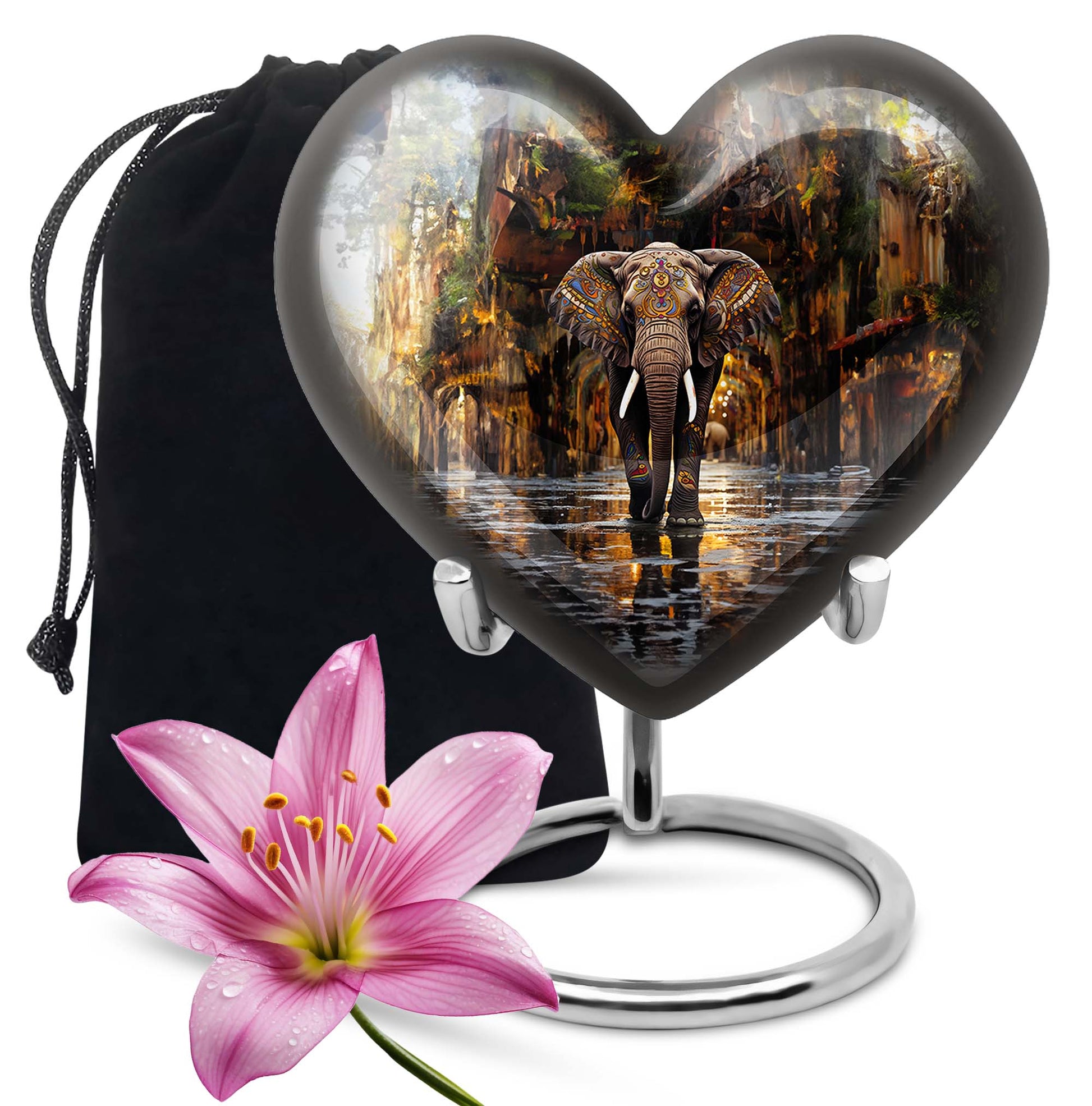 Heart Shape Elephant Urn Large 10 Inch