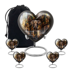 Heart Shape Elephant Urn Large Urn With 4 Keepsake Urn