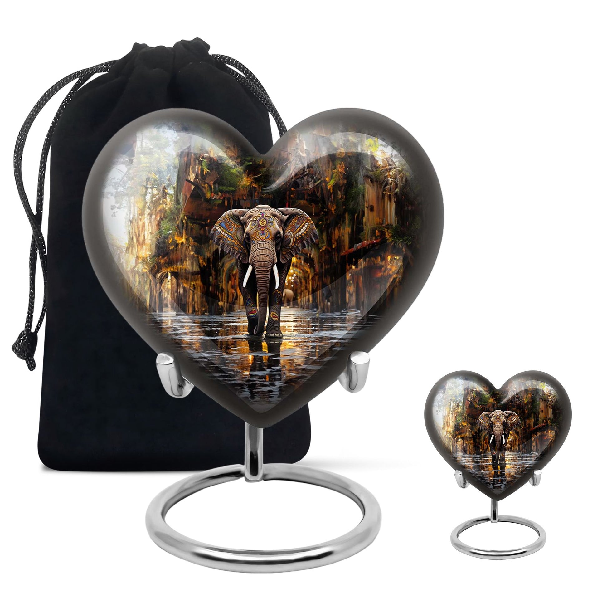 Heart Shape Elephant Urn Large Urn With 1 Keepsake Urn