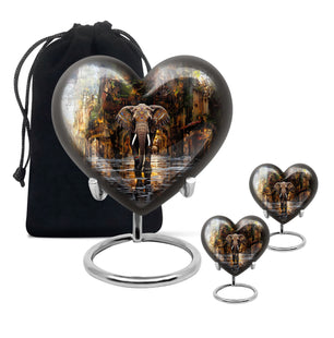 Heart Shape Elephant Urn Large Urn With 2 Keepsake Urn