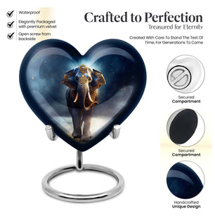Heart Shape Elephant Urn Keepsake 3 Inch