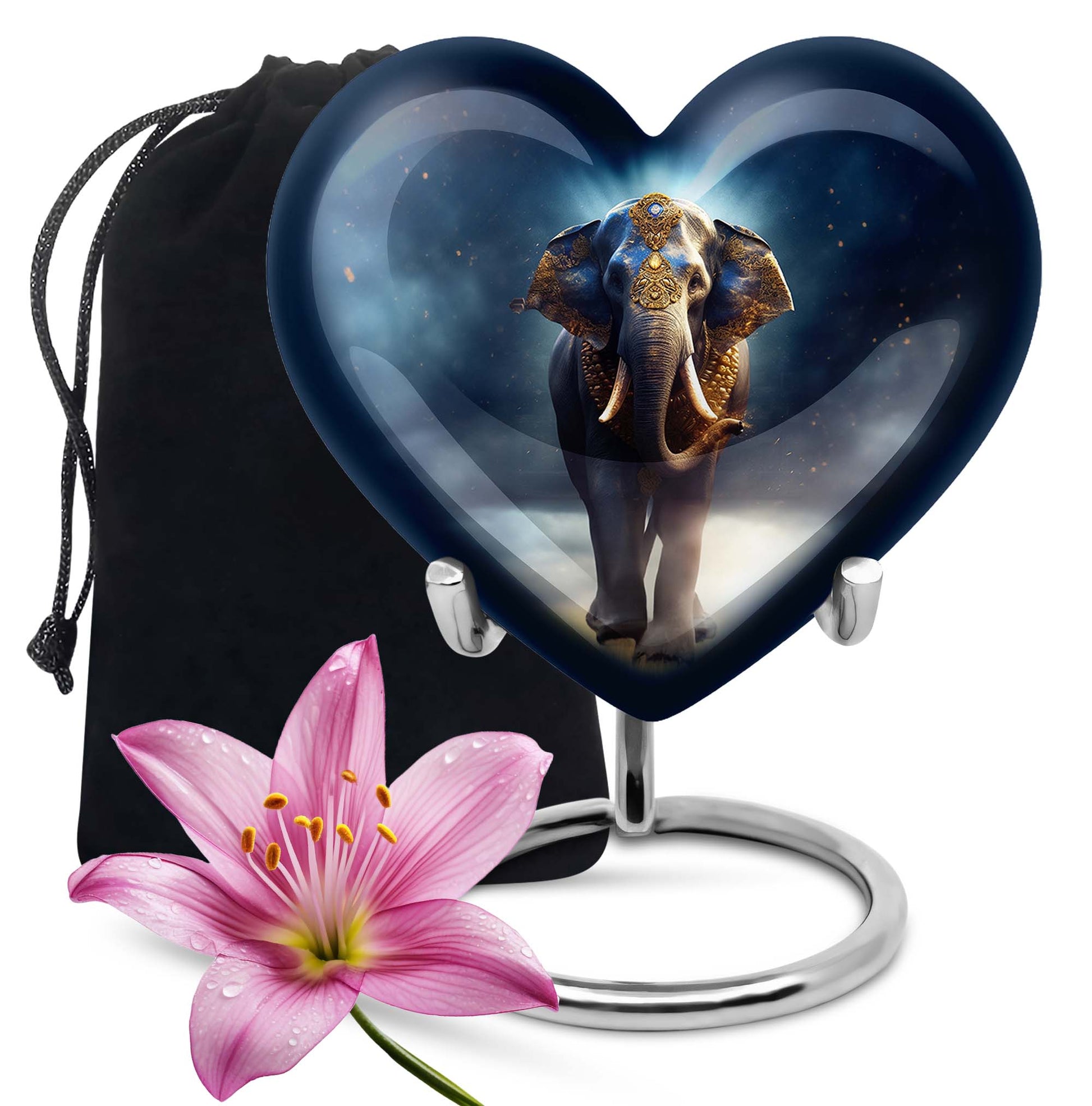 Heart Shape Elephant Urn Large 10 Inch
