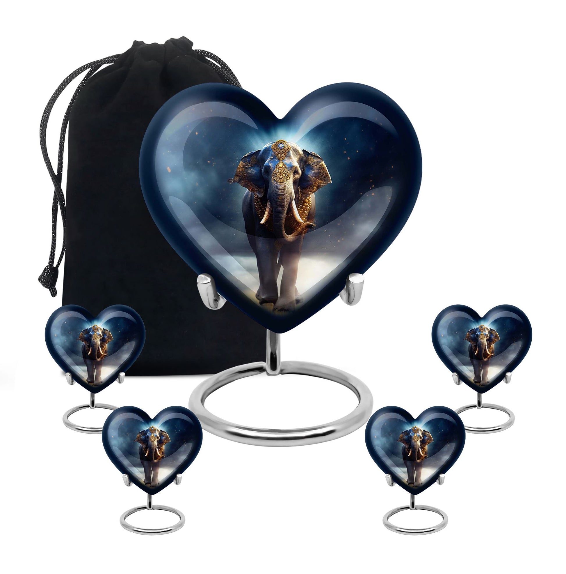 Heart Shape Elephant Urn Large Urn With 4 Keepsake Urn