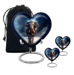 Heart Shape Elephant Urn Large Urn With 2 Keepsake Urn