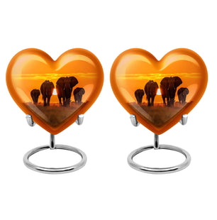 Heart Shape Elephant Urn Keepsake Urn Pack of 2