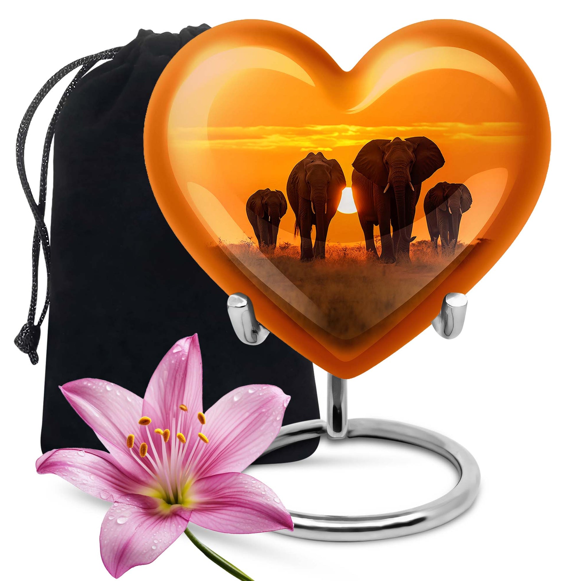 Heart Shape Elephant Urn Large 10 Inch