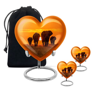 Heart Shape Elephant Urn Large Urn With 2 Keepsake Urn