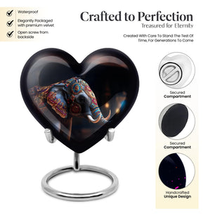 Heart Shape Elephant Urn Keepsake 3 Inch