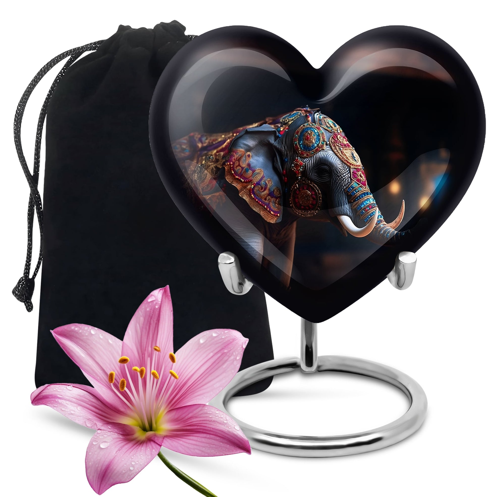 Heart Shape Elephant Urn Large 10 Inch