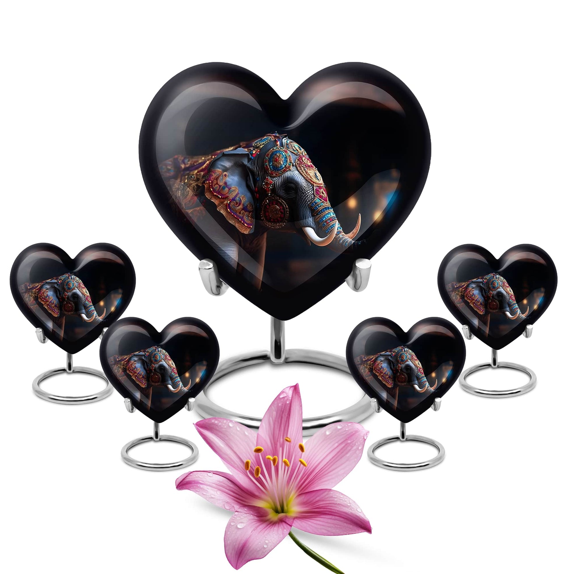 Heart Shape Elephant Urn Large Urn With 4 Keepsake Urn