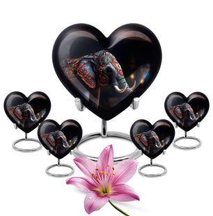 Heart Shape Elephant Urn Large Urn With 4 Keepsake Urn
