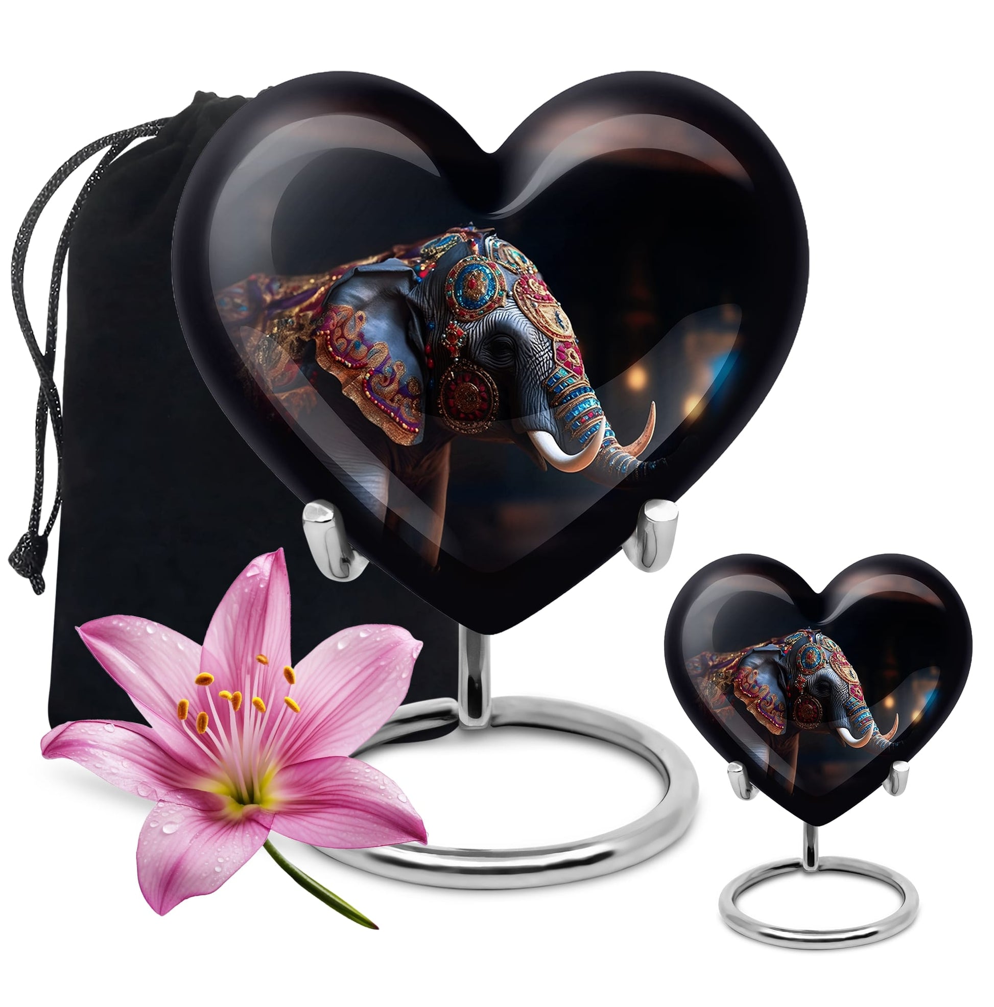 Heart Shape Elephant Urn Large Urn With 1 Keepsake Urn