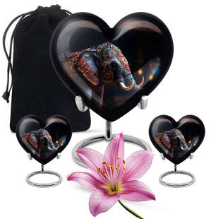 Heart Shape Elephant Urn Large Urn With 2 Keepsake Urn