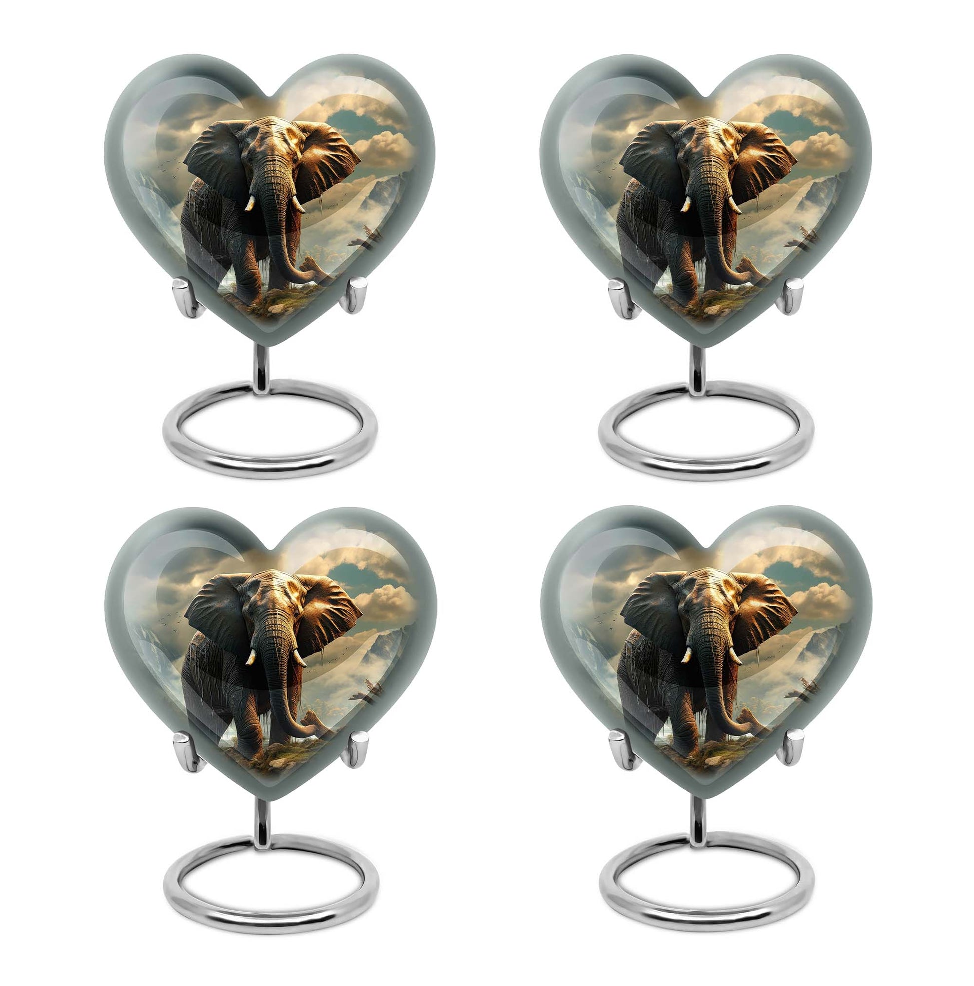 Heart Shape Elephant Urn Keepsake Urn Pack of 4