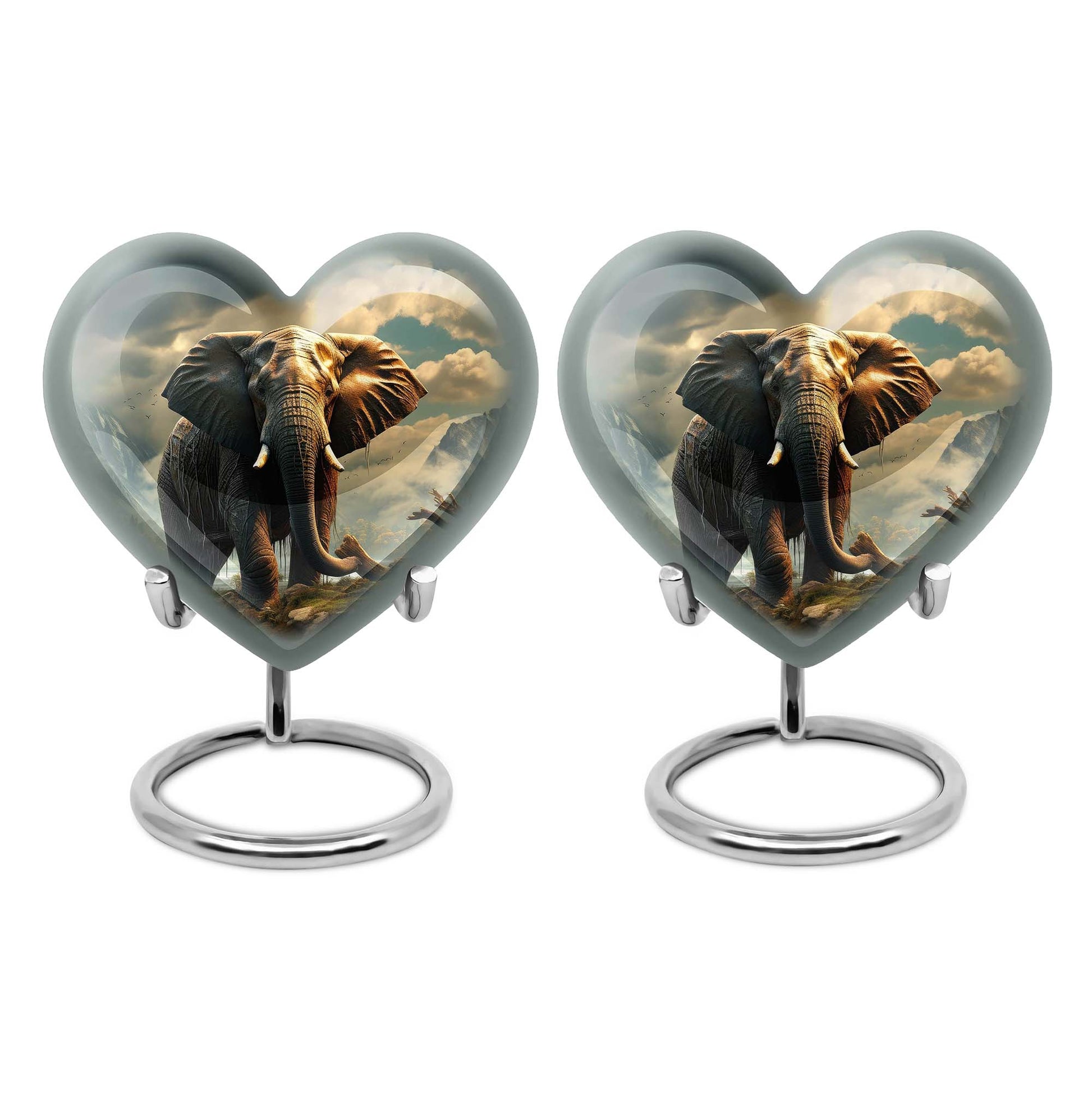 Heart Shape Elephant Urn Keepsake Urn Pack of 2