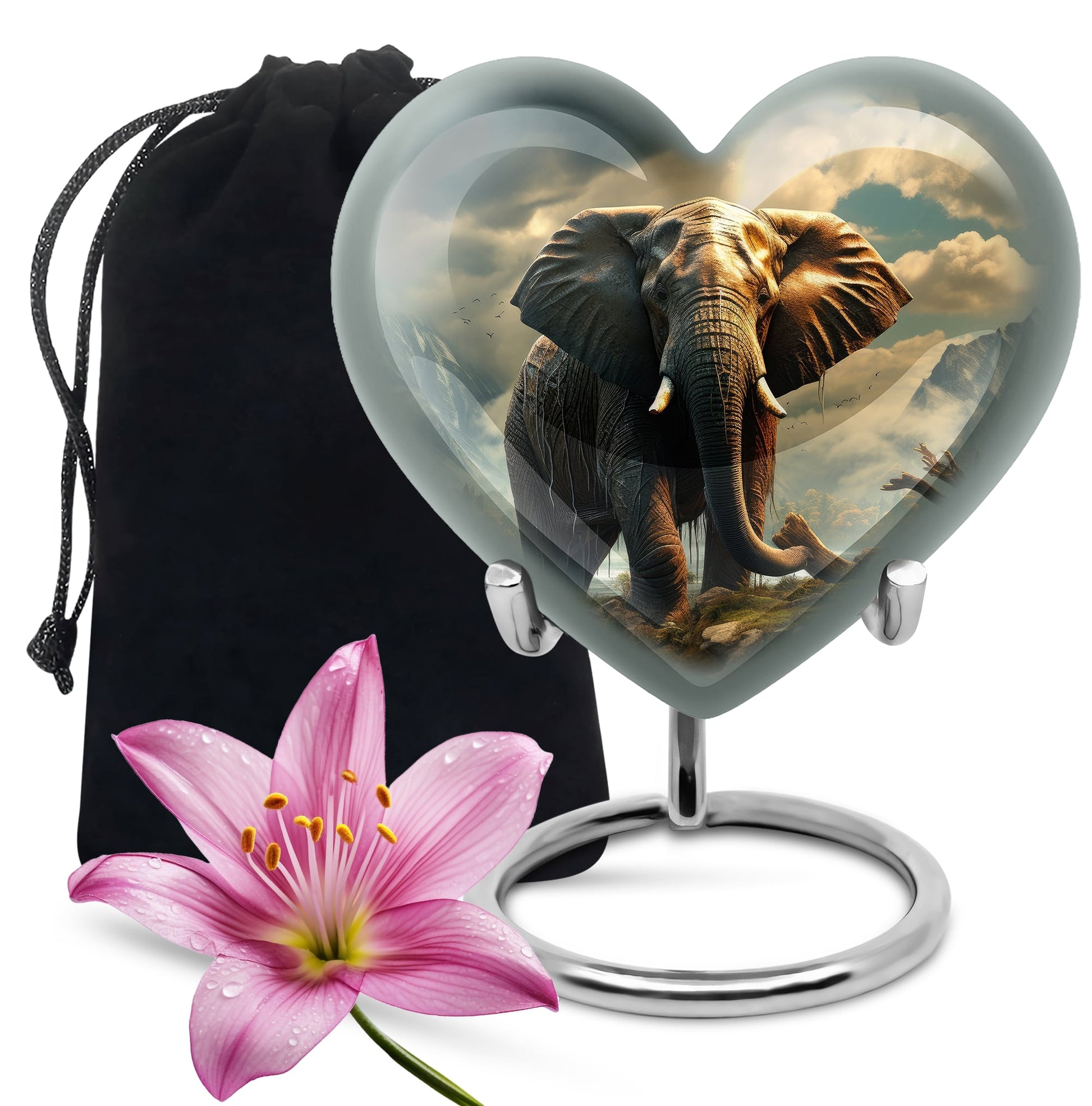 Heart Shape Elephant Urn Large 10 Inch