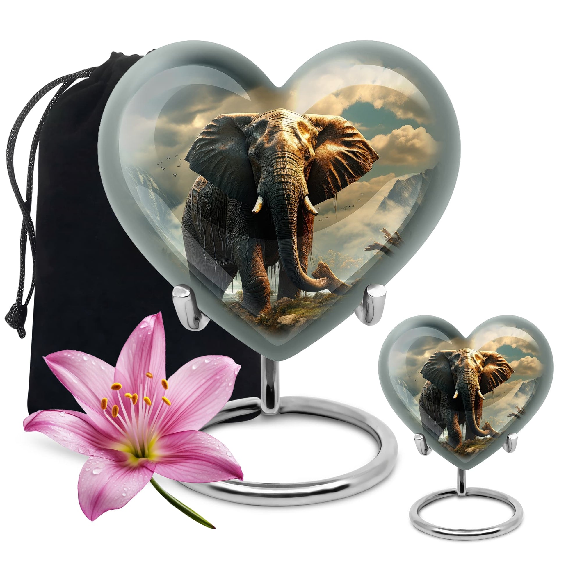 Heart Shape Elephant Urn Large Urn With 1 Keepsake Urn