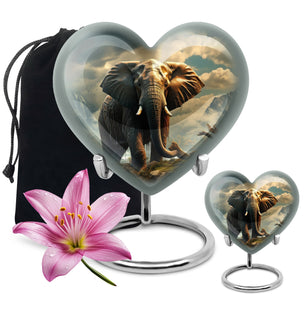 Heart Shape Elephant Urn Large Urn With 1 Keepsake Urn