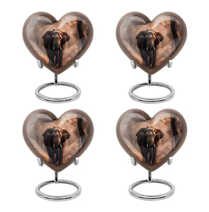 Heart Shape Elephant Urn Keepsake Urn Pack of 4