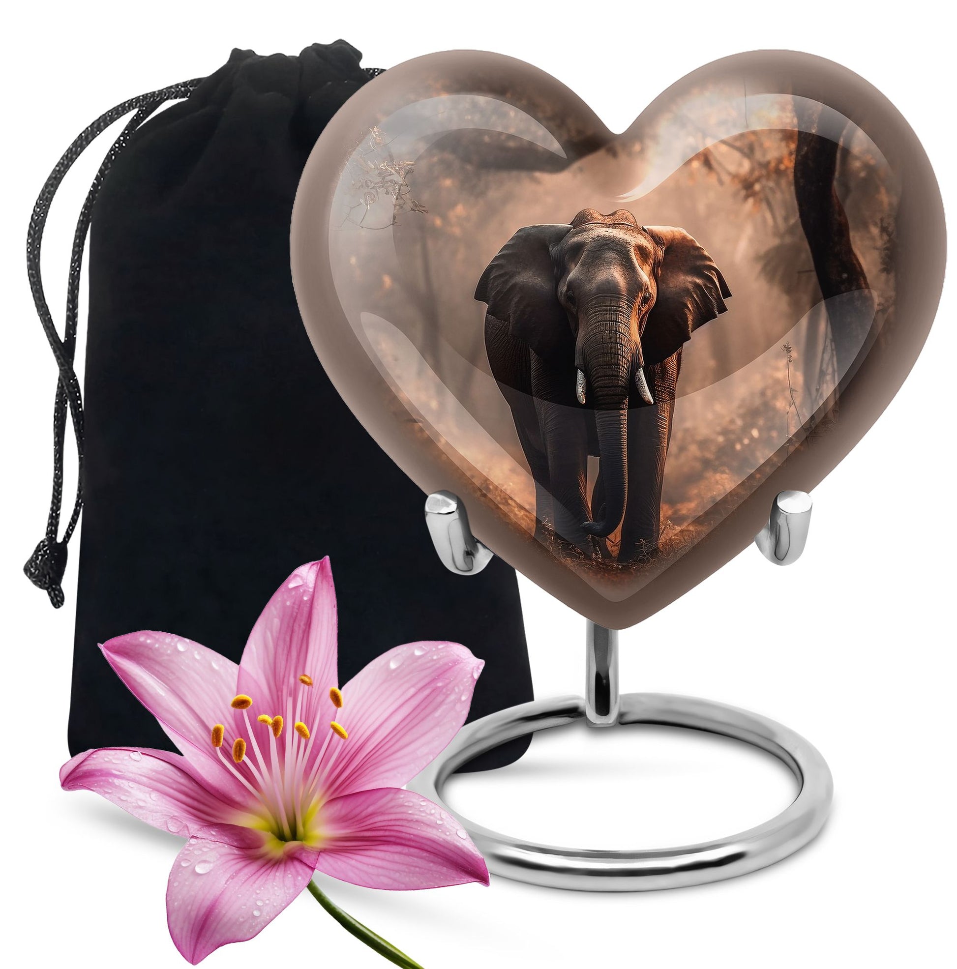 Heart Shape Elephant Urn Large 10 Inch