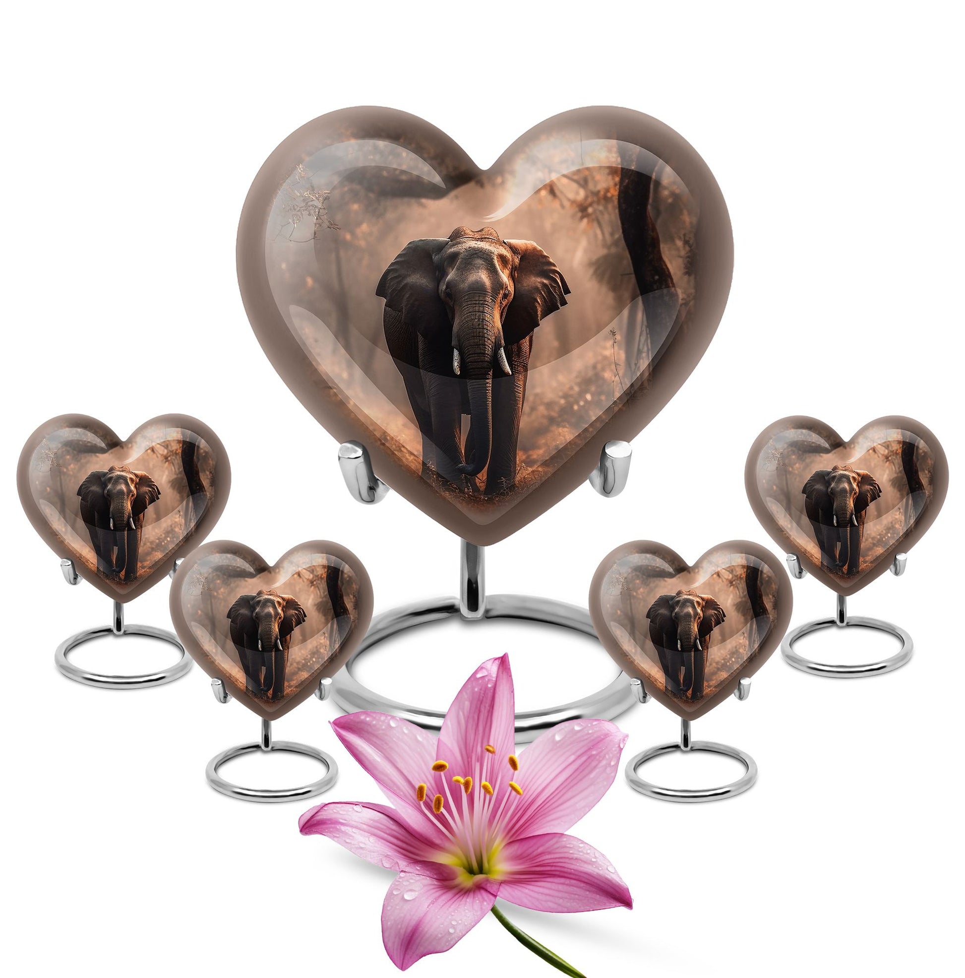 Heart Shape Elephant Urn Large Urn With 4 Keepsake Urn