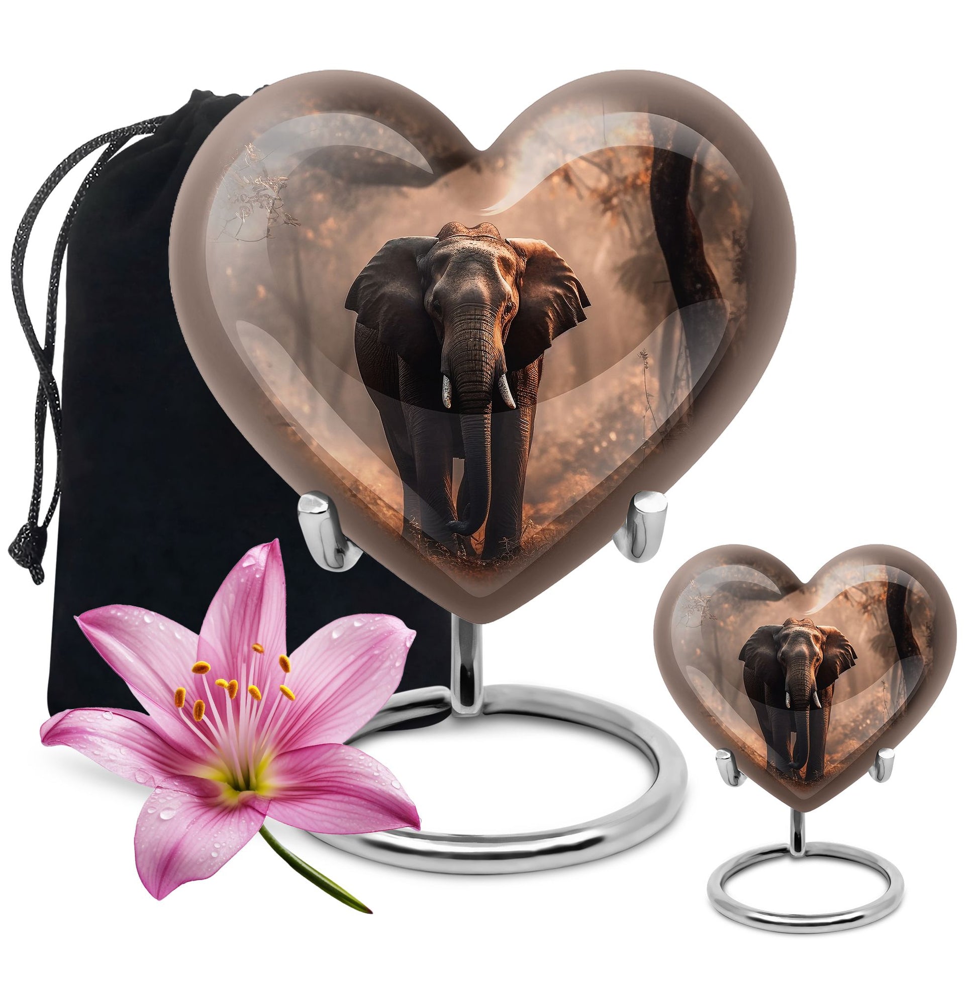 Heart Shape Elephant Urn Large Urn With 1 Keepsake Urn
