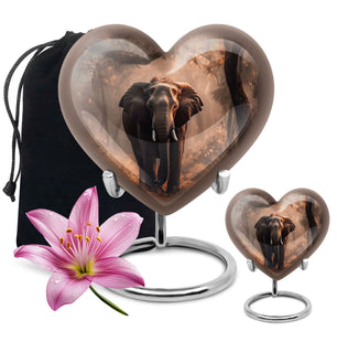 Heart Shape Elephant Urn Large Urn With 1 Keepsake Urn
