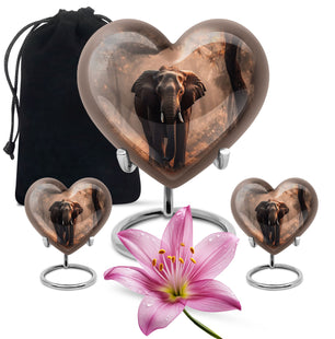 Heart Shape Elephant Urn Large Urn With 2 Keepsake Urn