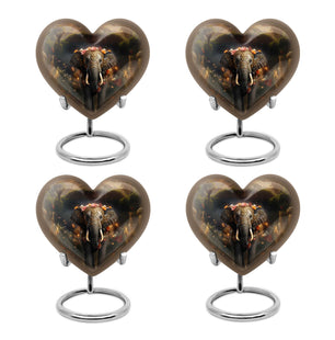 Heart Shape Elephant Urn Keepsake Urn Pack of 4