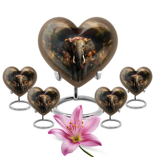 Heart Shape Elephant Urn Large Urn With 4 Keepsake Urn