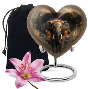 Heart Shape Elephant Urn Large 10 Inch