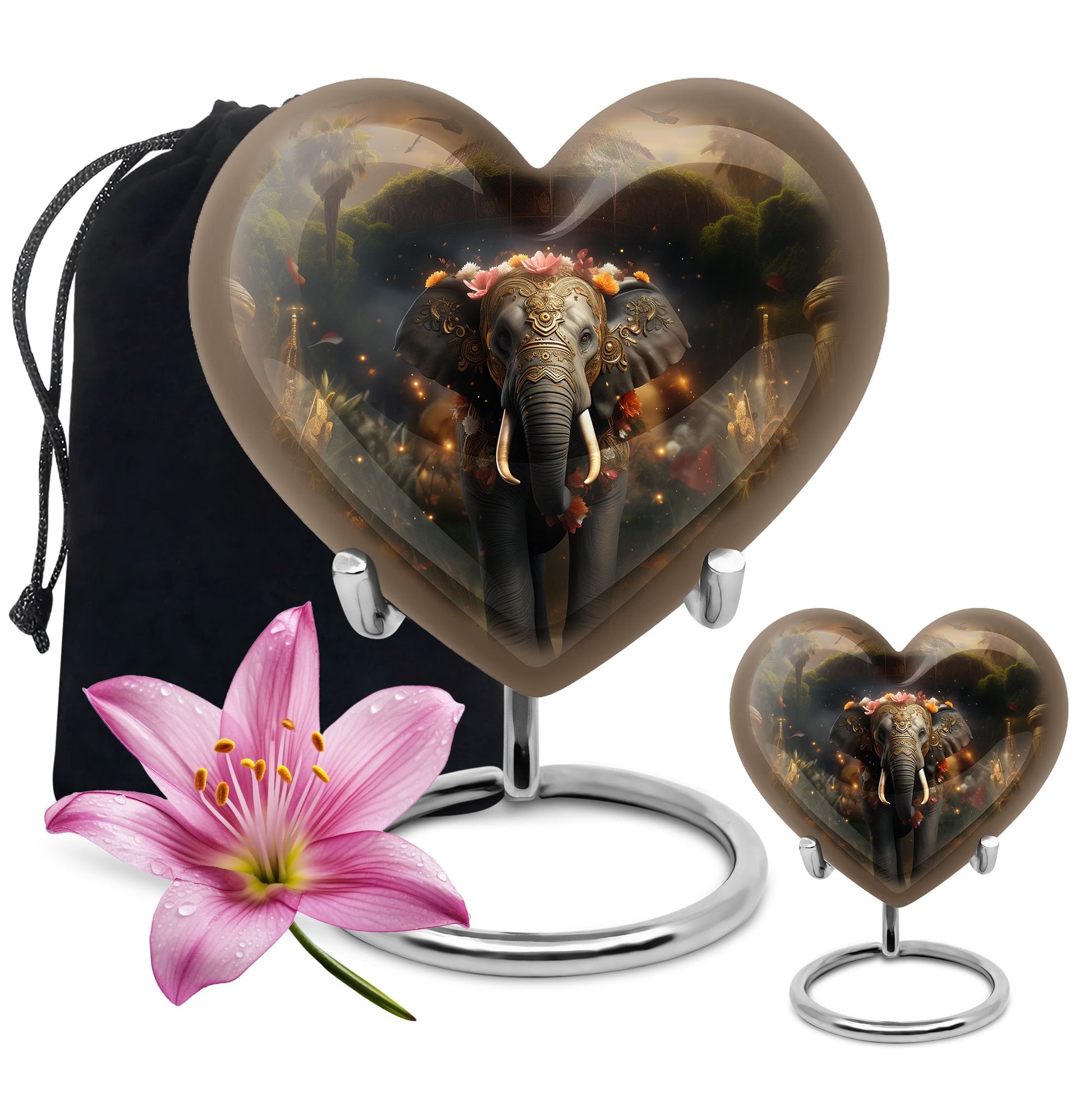 Heart Shape Elephant Urn Large Urn With 1 Keepsake Urn