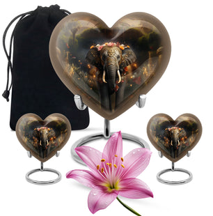 Heart Shape Elephant Urn Large Urn With 2 Keepsake Urn