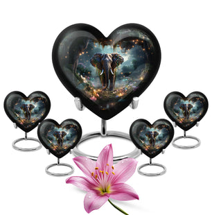 Heart Shape Elephant Urn Large Urn With 4 Keepsake Urn