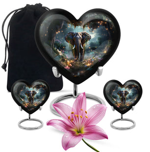 Heart Shape Elephant Urn Large Urn With 2 Keepsake Urn