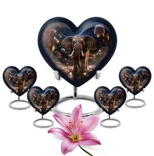 Heart Shape Elephant Urn Large Urn With 4 Keepsake Urn