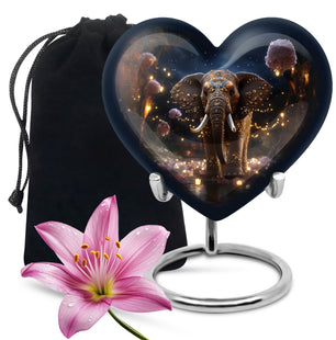Heart Shape Elephant Urn Large 10 Inch
