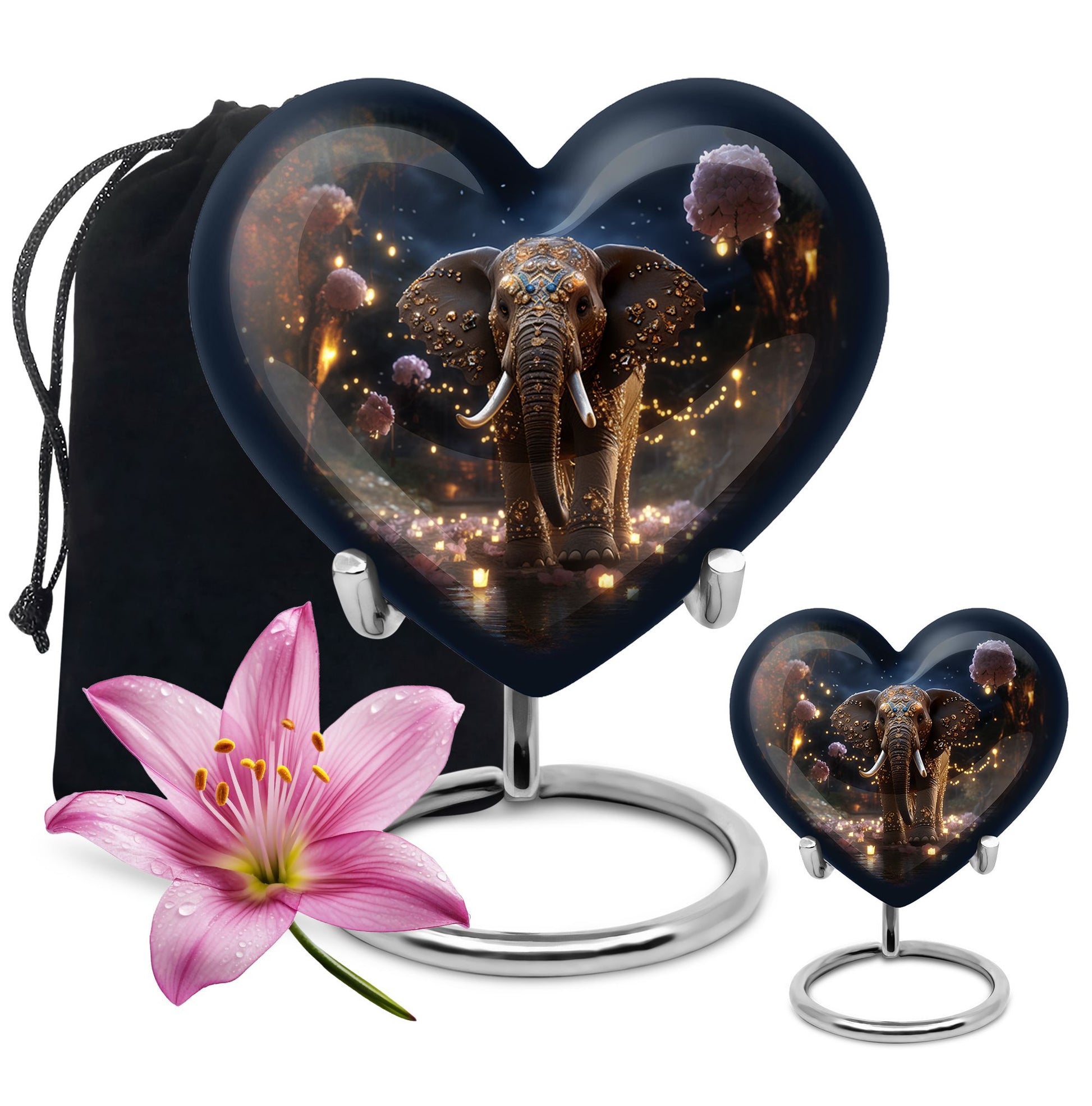 Heart Shape Elephant Urn Large Urn With 1 Keepsake Urn
