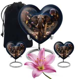 Heart Shape Elephant Urn Large Urn With 2 Keepsake Urn